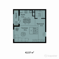 ЖК Яссауи — 1-ком 42,6 м² (от 19 582 200 тг)
