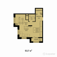 ЖК Яссауи — 2-ком 53,7 м² (от 24 702 000 тг)