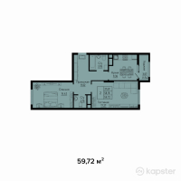 ЖК Яссауи — 2-ком 59,7 м² (от 27 471 200 тг)