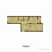 ЖК Яссауи — 2-ком 73,2 м² (от 33 662 800 тг)