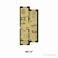 ЖК Яссауи — 3-ком 84,7 м² (от 38 971 200 тг)