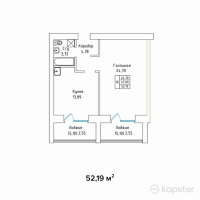 ЖК AQ TILEK — 1-ком 51,9 м² (от 19 203 000 тг)
