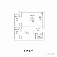 ЖК AQ TILEK — 2-ком 54,7 м² (от 20 231 600 тг)