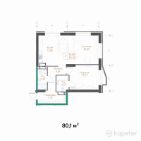 ЖК Hayat Meliora — 3-ком 80,1 м² (от 101 727 000 тг)