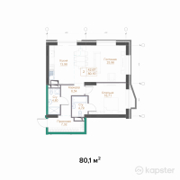 ЖК Hayat Meliora — 3-ком 80.1 м² (от 79,299,000 тг)