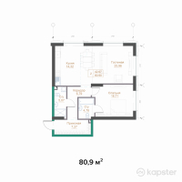 ЖК Hayat Meliora — 3-ком 80,9 м² (от 102 743 000 тг)