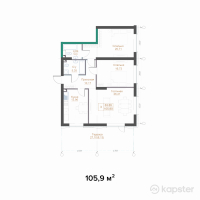 ЖК Hayat Meliora — 3-ком 105,9 м² (от 134 493 000 тг)