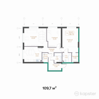 ЖК Hayat Meliora — 3-ком 109.7 м² (от 107,506,000 тг)