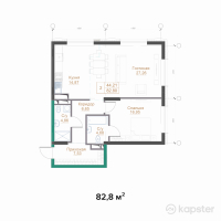 ЖК Hayat Meliora — 3-ком 82,8 м² (от 105 156 000 тг)