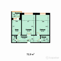 ЖК Dostyk — 2-ком 72,9 м² (от 26 244 000 тг)