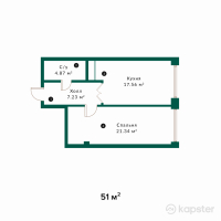 ЖК New Life — 1-ком 51 м² (от 21 930 000 тг)