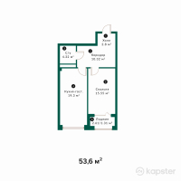 ЖК New Life — 2-ком 53,6 м² (от 23 048 000 тг)