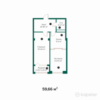 ЖК New Life — 2-ком 59,7 м² (от 25 653 800 тг)