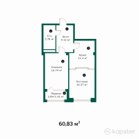 ЖК New Life — 3-ком 60,8 м² (от 26 156 900 тг)