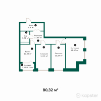 ЖК New Life — 3-ком 80,3 м² (от 34 537 600 тг)