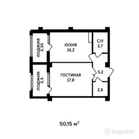ЖК Парус — 1-ком 50,2 м² (от 21 063 000 тг)