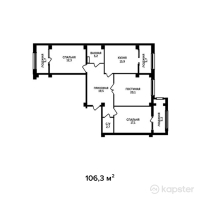ЖК Парус — 3-ком 106,3 м² (от 44 646 000 тг)