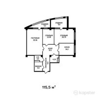 ЖК Парус — 3-ком 115,5 м² (от 48 510 000 тг)