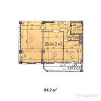 ЖК Krilova — 2-ком 64,2 м² (от 26 322 000 тг)