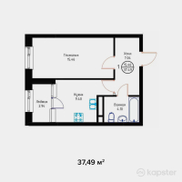 ЖК River Park — 1-ком 37,5 м² (от 14 246 200 тг)