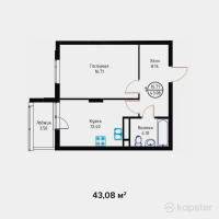 ЖК River Park — 1-ком 43,1 м² (от 16 370 400 тг)