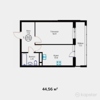 ЖК River Park — 1-ком 44,6 м² (от 16 932 800 тг)