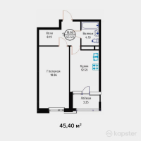 ЖК River Park — 1-ком 45,2 м² (от 17 160 800 тг)