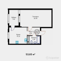 ЖК River Park — 1-ком 53,7 м² (от 20 387 000 тг)