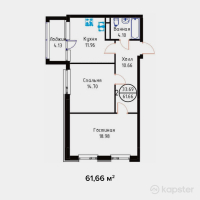 ЖК River Park — 2-ком 61,7 м² (от 23 430 800 тг)