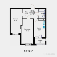 ЖК River Park — 2-ком 63,5 м² (от 24 114 800 тг)