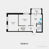 ЖК River Park — 2-ком 63,9 м² (от 24 297 200 тг)