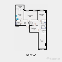 ЖК River Park — 3-ком 93,6 м² (от 35 575 600 тг)