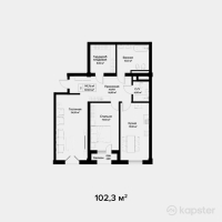 ЖК Центральный на Тулебаева — 2-ком 102,3 м² (от 176 467 500 тг)
