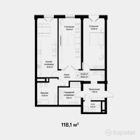 ЖК Центральный на Тулебаева — 2-ком 118,1 м² (от 203 895 000 тг)
