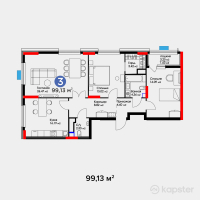 ЖК MoD. Comfort — 3-ком 99,1 м² (от 52 241 510 тг)
