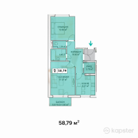 ЖК Favorit — 2-ком 58,8 м² (от 17 637 000 тг)