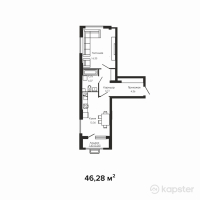 ЖК Aiqyn — 1-ком 46,3 м² (от 26 611 000 тг)