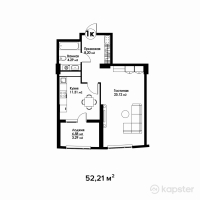 ЖК Four Seasons — 1-ком 52,2 м² (от 31 064 950 тг)
