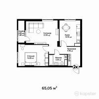 ЖК Four Seasons — 2-ком 65,1 м² (от 38 704 750 тг)