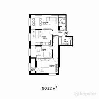 ЖК Four Seasons — 3-ком 90,8 м² (от 54 037 900 тг)