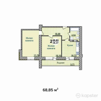 ЖК 7 мкрн — 2-ком 68,9 м² (от 22 032 000 тг)