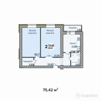 ЖК 7 мкрн — 2-ком 75,4 м² (от 24 134 500 тг)