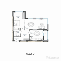 ЖК Eco Park — 2-ком 59,1 м² (от 30 888 380 тг)