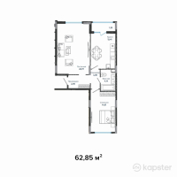 ЖК Eco Park — 2-ком 62,9 м² (от 32 870 550 тг)