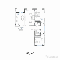 ЖК Eco Park — 3-ком 86,1 м² (от 45 030 300 тг)