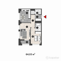 ЖК ЖанаАрка — 2-ком 64 м² (от 25 291 850 тг)