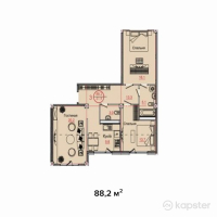 ЖК Акжар — 3-ком 88,2 м² (от 48 510 000 тг)