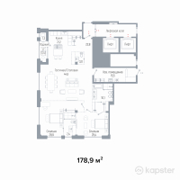 ЖК The ONE — 3-ком 178,9 м² (от 189 276 200 тг)