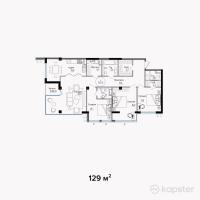 КД Grande Vie — 4-ком 129 м² (от 116 100 000 тг)