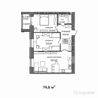 ЖК Байсанат 3 — 3-ком 74,6 м² (от 24 991 000 тг)